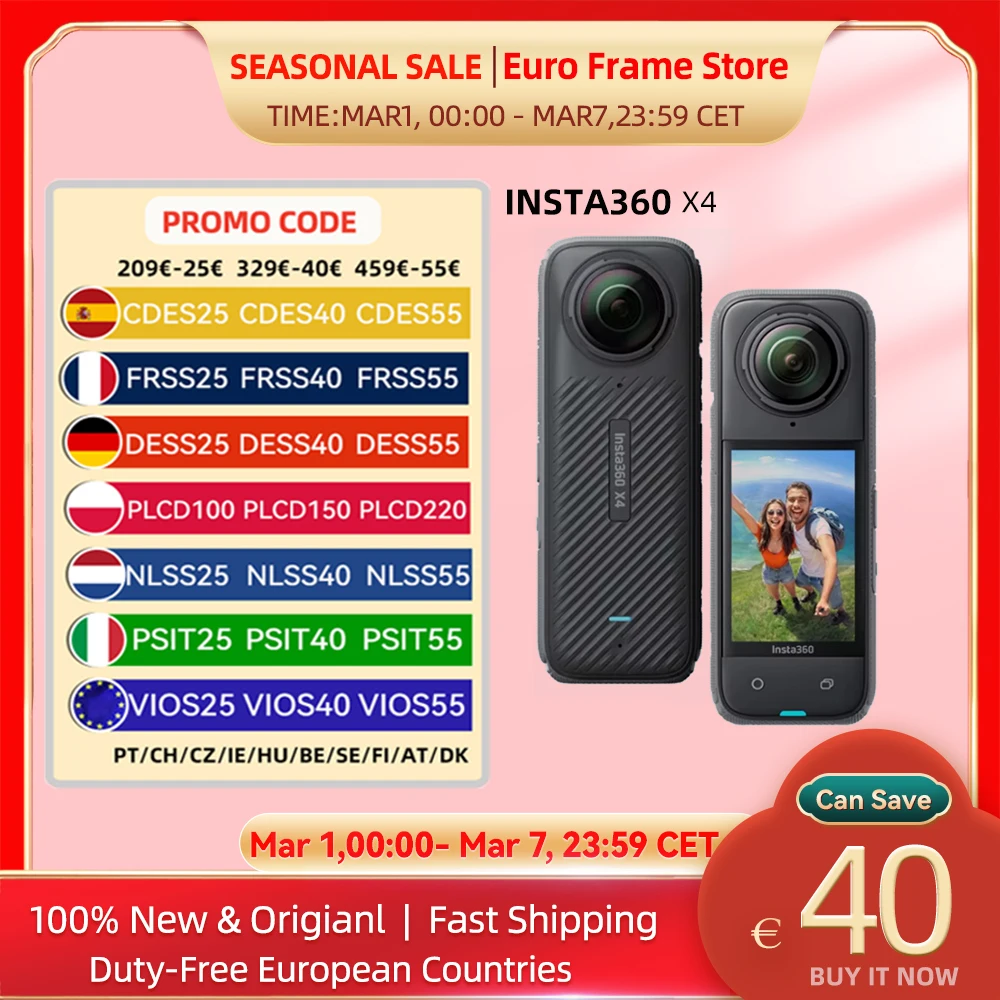 【EU-Rehouse】 Insta360 X4 8K-Schutz-Actionkamera, 4K-Weitwinkelvideo, 2290-mAh-Akku, Insta360 X4 Sportkamera