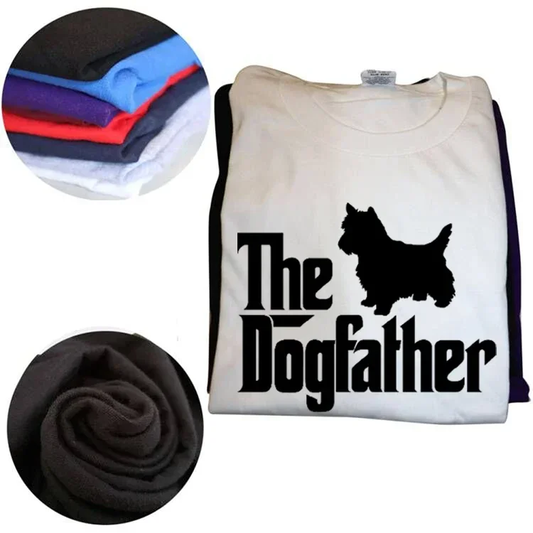 Westie Dog Father Printed Dogfather T-shirts O Neck Cotton Short Sleeve Tees for Men Animal West Highland White Terrier Tops