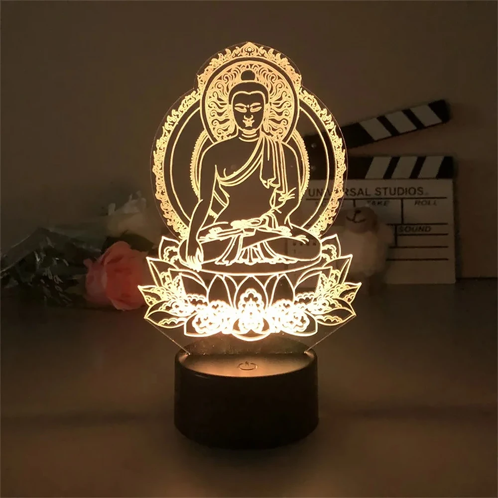 3D Night Light Buddha Sakyamuni Hot Selling For Bedroom Decor Cute Birthday Colorful Gift LED Lamp Manga Kid Lovely Present