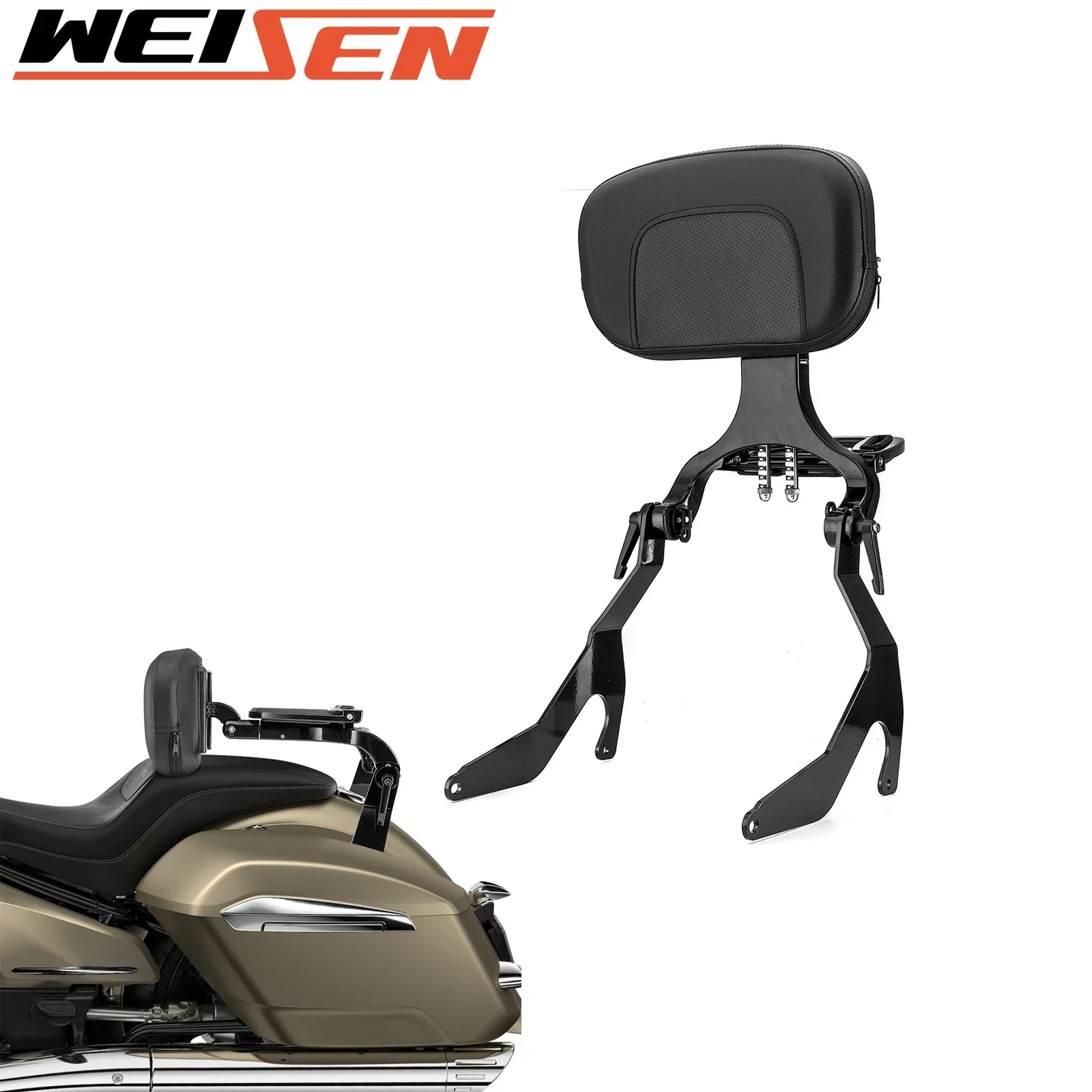 Motorcycle Multi-Purpose Adjustable Passenger/Driver Backrest for 2022-2024 BMW R18 Bagger/R18 Roctane/R18 Transcontinental