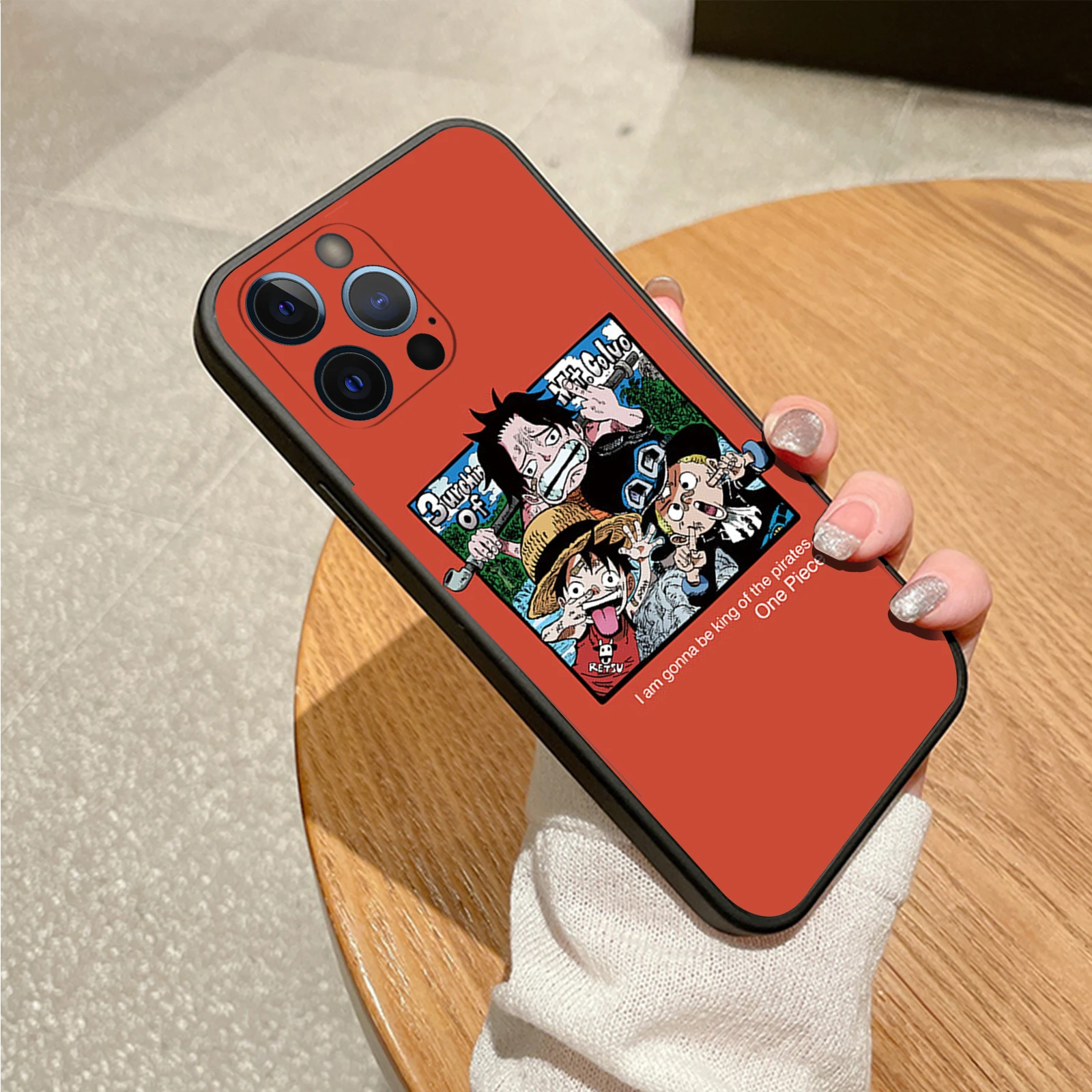 حافظة MINISO لهاتف آيفون 17 برو ماكس من السيليكون الناعم ASL Brothers Luffy Ace Sabo قطعة واحدة لهاتف آيفون 16 14 13 12 Pro Max #6