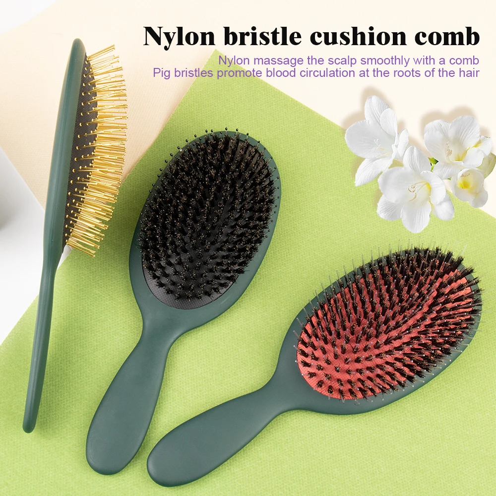 

Гребень для волос Gute ABS + нейлон + щетина кабана с резиновой подушкой: многоцветная, минималистичная, для сухого/влажного использования для салона/дома