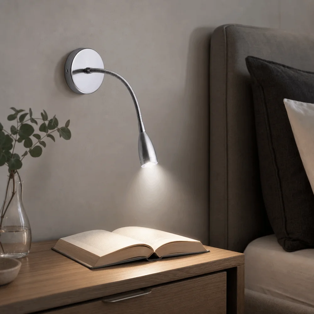 Easy Installation Silver LED Wall Lamp AC85-265V 360-Degree Flexible Wall Light Flexible Gooseneck Adjustable Sconce Study