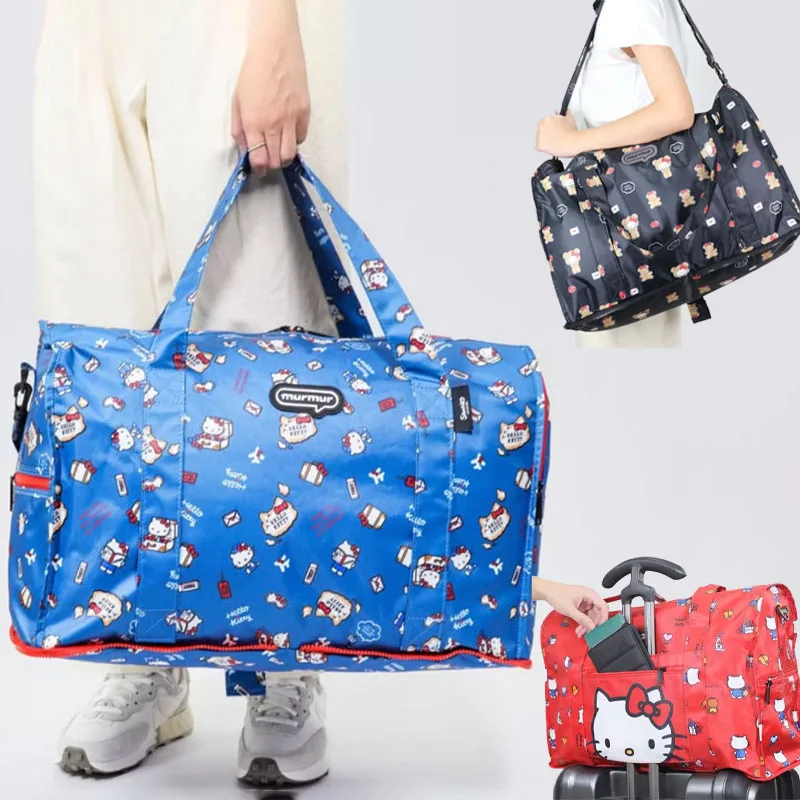 

Sanrios Hello Kittys Travel Bag Cartoon Cinnamoroll Luggage Storage Case Foldable Portable Large Capacity Clothing Packing Bag