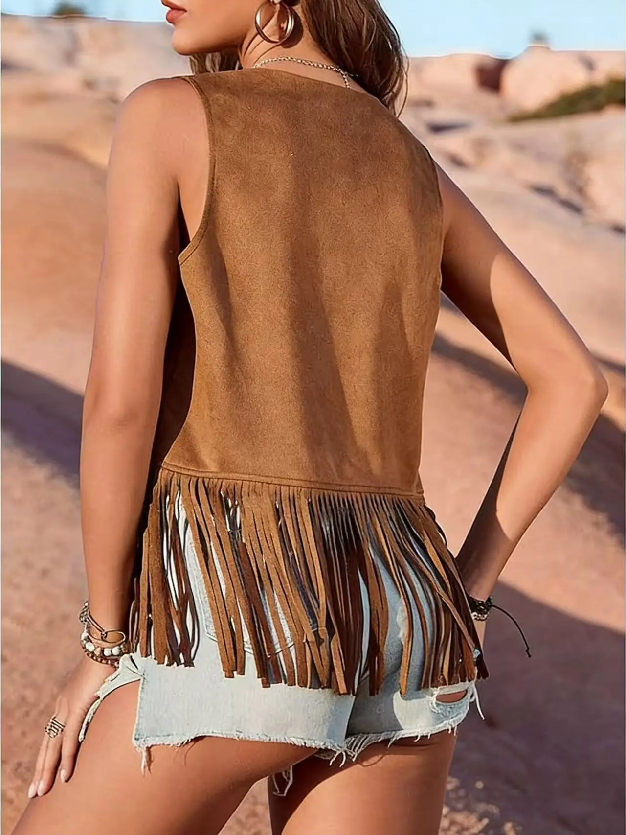 Summer Tassel Open Cardigan Casual Versatile Buttonless Vest Top Women's Fashion Accessory