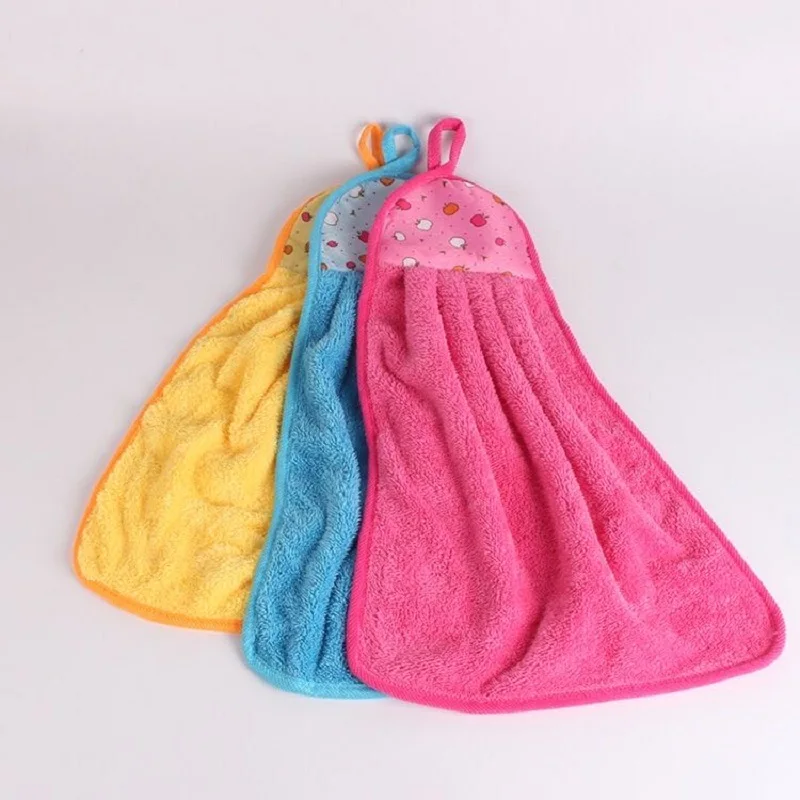 Coral Velvet Water Absorbent Towel Cute Baby Nursery Wipe Hand Towel Kitchen Used Hanging Dishcloths Children Bathing Towel