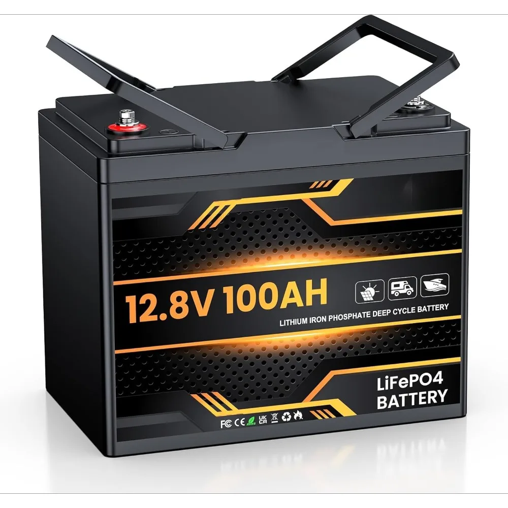 

Литиевая батарея LiFePO4 12 В, 100 Ач — группа BCI 24, модернизированная литиевая батарея мини-размера с интеллектуальным BMS 100 А, глубоким низким циклом