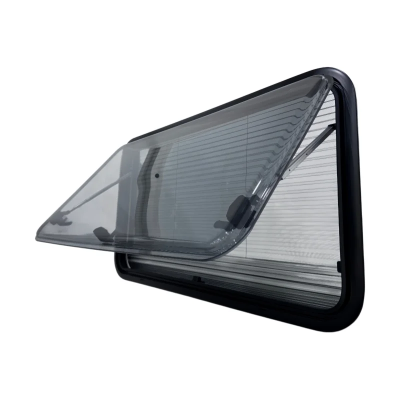 Caravan Window 650*450mm 4R70mm Cut-out Corner Radius With Inner Insect Net And Sun Blind For RV Trailer Special Vehicle