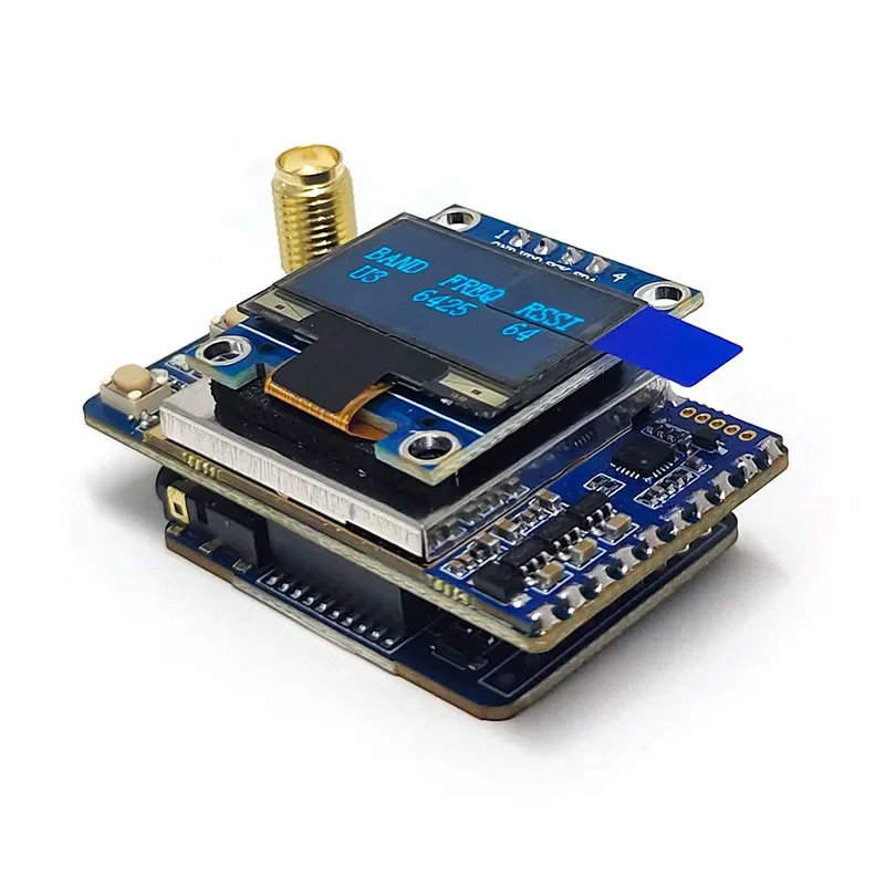 BoMaS1Set DC 5-36V 480mA VRX-75DF 7.2GHz Video Receiver Module With OLED Screen Display Frequency Band/Channel/RSSI Signal Ampli