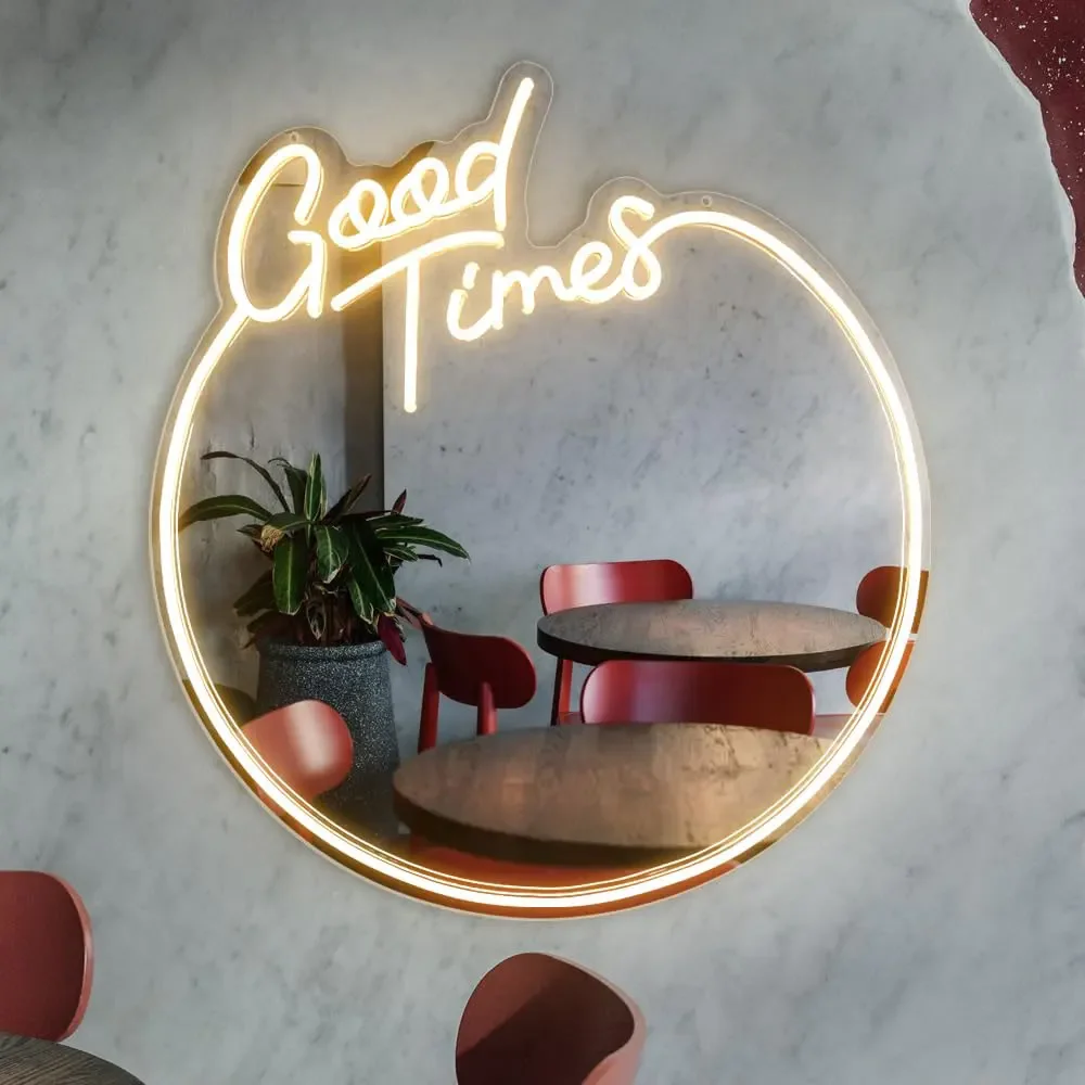 

﻿ Неоновая вывеска Good Times с USB-питанием, регулируемая по яркости, светодиодная неоновая вывеска для декора стен в спальне, игровой комнате, гостиной, подарки на день рождения