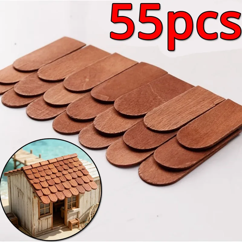 55cs Miniature Mini House Wooden Tile Roof Decoration 1:12 Dollhouse Renovation Additions