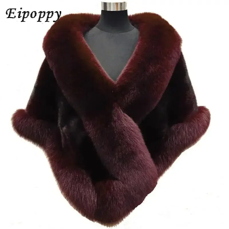 Imitated Mink Fox Fur Imitation Fur Shawl Women\'s Cape Imitation Fur Coat plus-Sized Dress Shawl