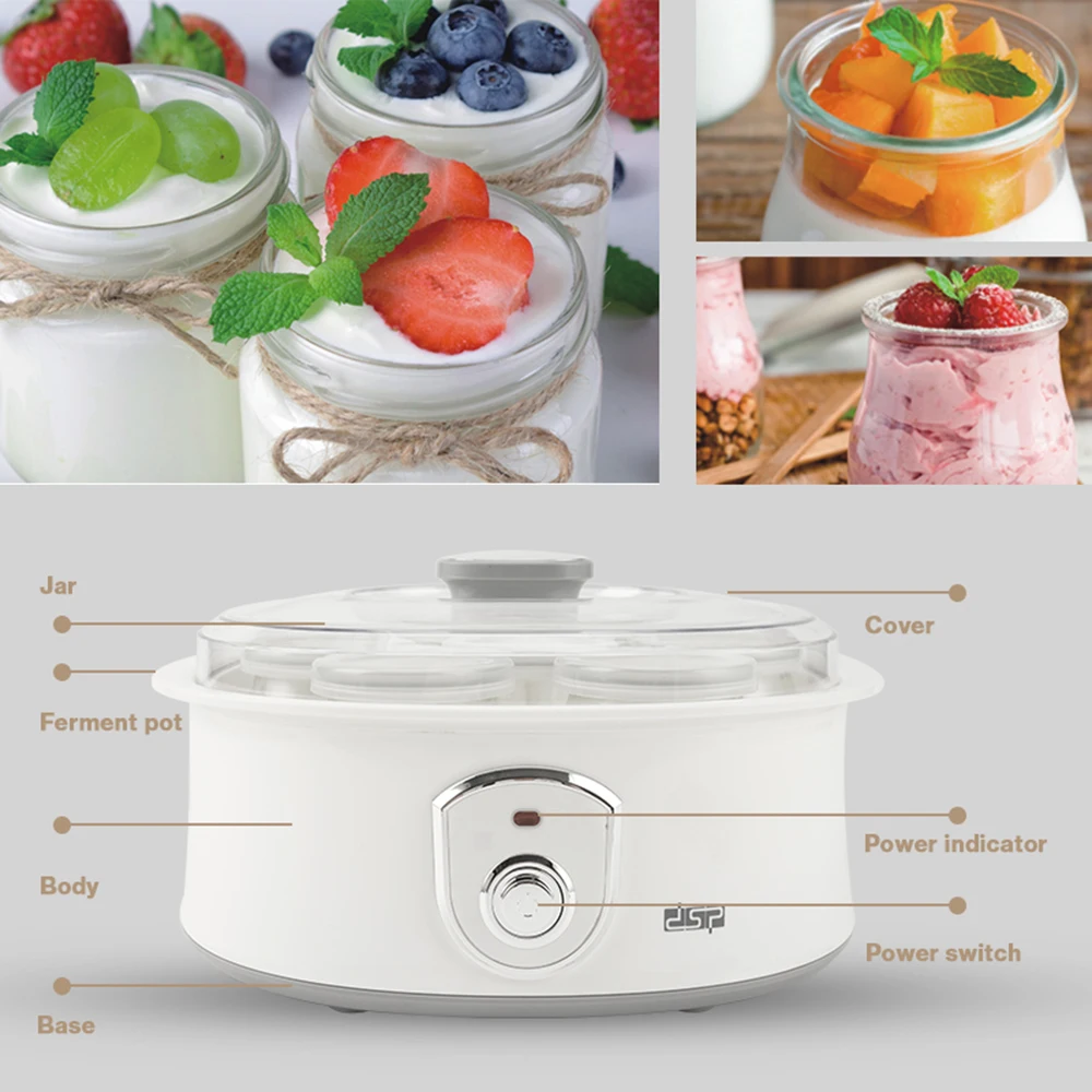 Electric Yogurt Making Machine, One-key Switch, Constant Temperature Heating, with Working Indicator, 7 Glasses