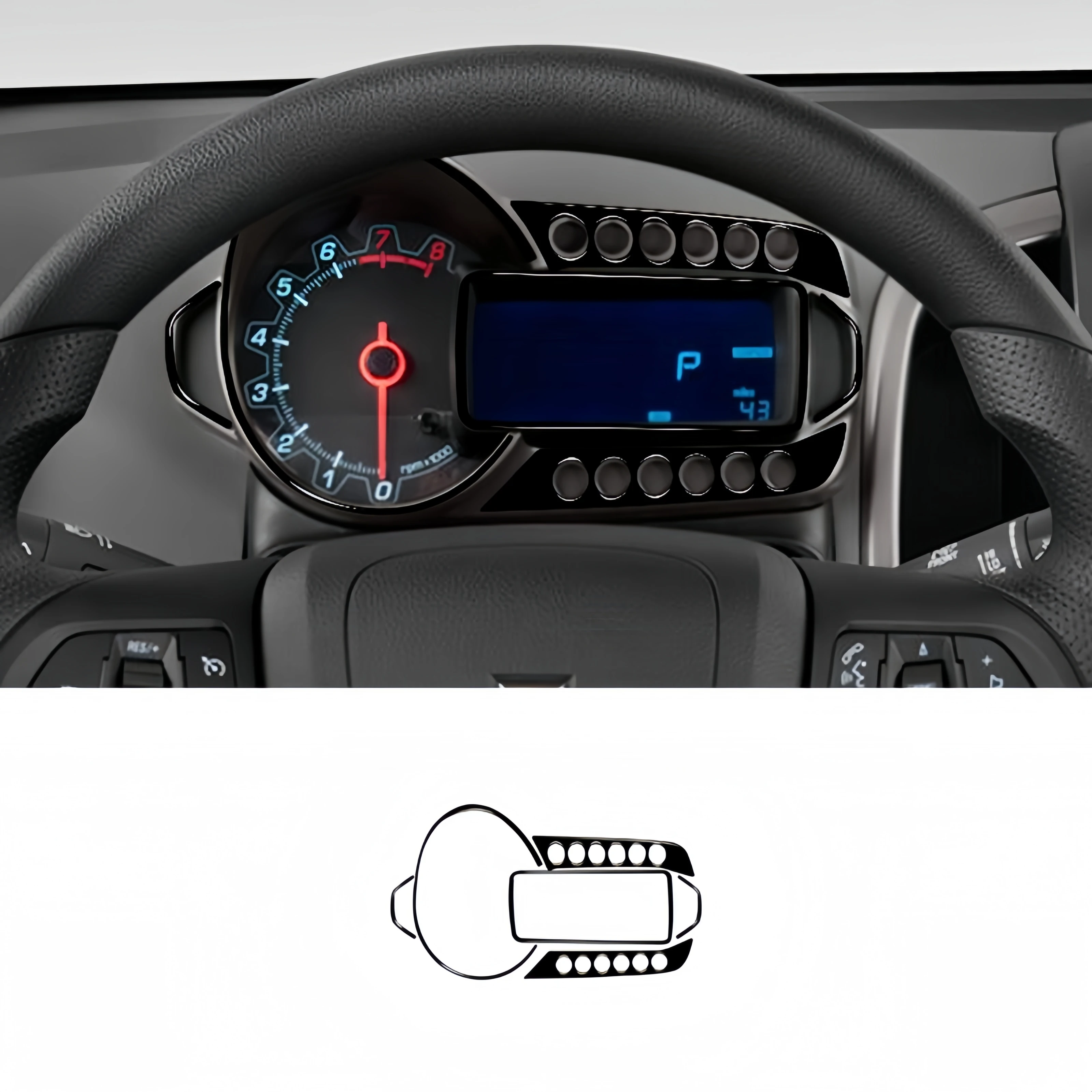 For Chevrolet Sonic 2012-2016 Piano Black Car Instrument Panel Speedometer Frame Trim Cover Decor Stickers Interior Accessories