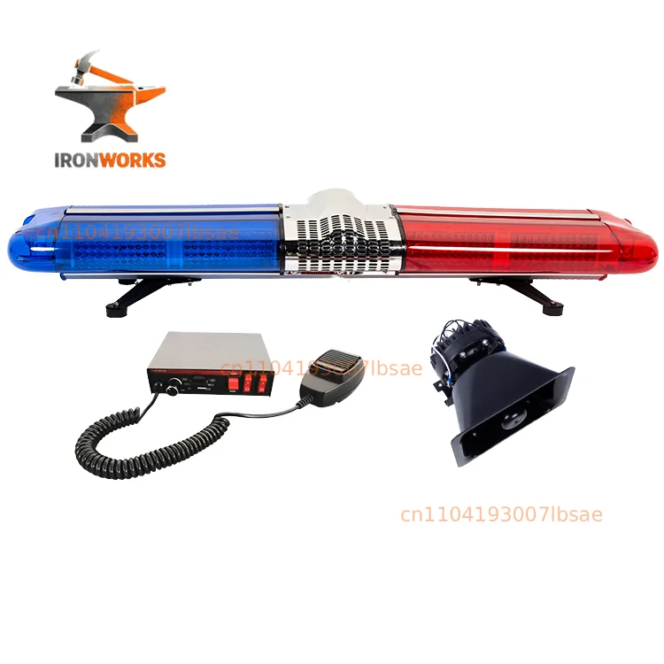 12V 47 inch red blue top roof light bar with loudspeaker horn and siren for ambulance emergency warning strobe light bar