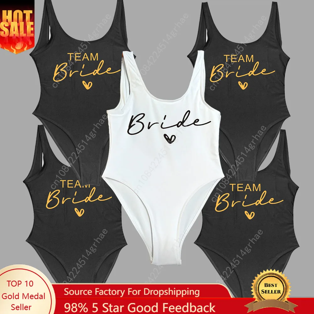 

Women Bridal Bathing Suit Team Bride One-Piece Bachelorette Party Shower Hen Party Bridesmaid Swimsuit Girls Wedding Swimwear