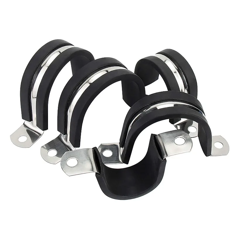 Rubber Lined American Type Throat Clamp 304 SS Round Hose Clamp Anti-scratch Water Pipe Fix Clip for Washing Machine