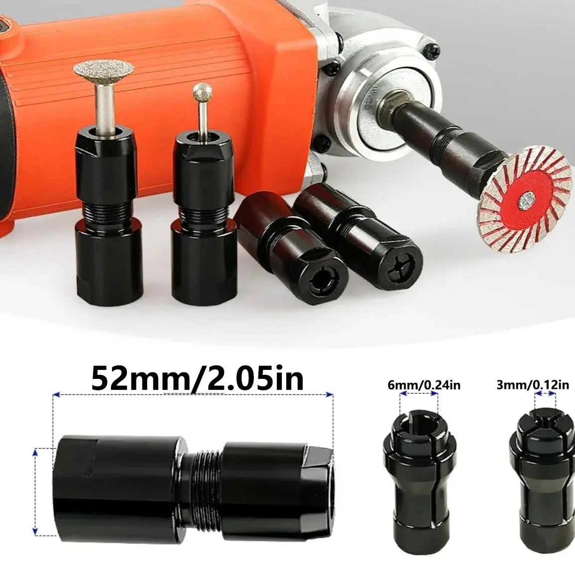 4pcs Set Angle Grinder to Straight Shank Adapter, Suitable for Grinding Polishing And Home Improvement Project Tool Chuck