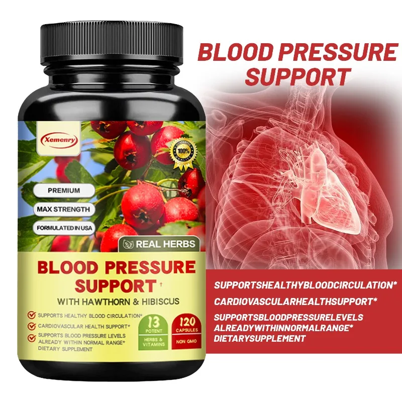 

Blood Pressure Support Capsules - Blood Circulation, For Heart, Brain and Cardiovascular Health, Metabolism, Boosts Immunity