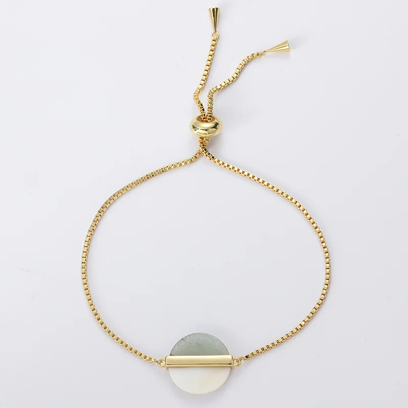Kenjie copper gold-plated inlaid shell natural stone telescopic bracelet women's European and American cross-border special adju