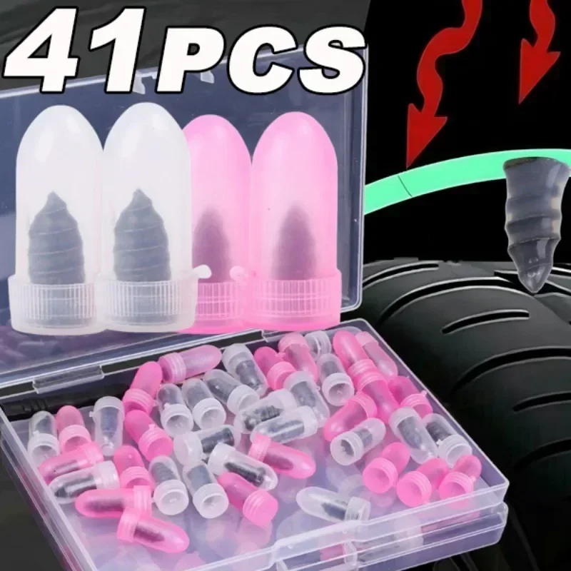 

21-41pcs Vacuum Film Nail Tire Repair Rubber Screws Puncture Plug Kit Car Motorcycle Scooter Truck Bike Wheels Emergency Tool