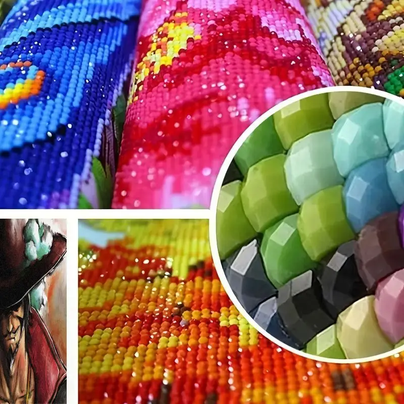 1PC Kit Lukisan Berlian Dracule Mihawk, Seni Permata Kristal DIY 5D Karakter Anime One Piece Full Drill, Penjahat Berlengan Pedang Dewasa