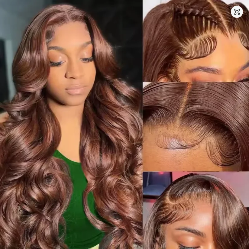 

Chocolate Brown Transparent HD 13x6 Body Wave Hd Lace Front Wig Lace Frontal Human Hair Wigs Brazilian #4 Colored Lace Wigs