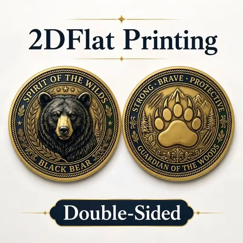 2D Colored Copper Metal Challenge Coins Lovely Animal Print Encouragement Souvenir for Friend Gift Home Display