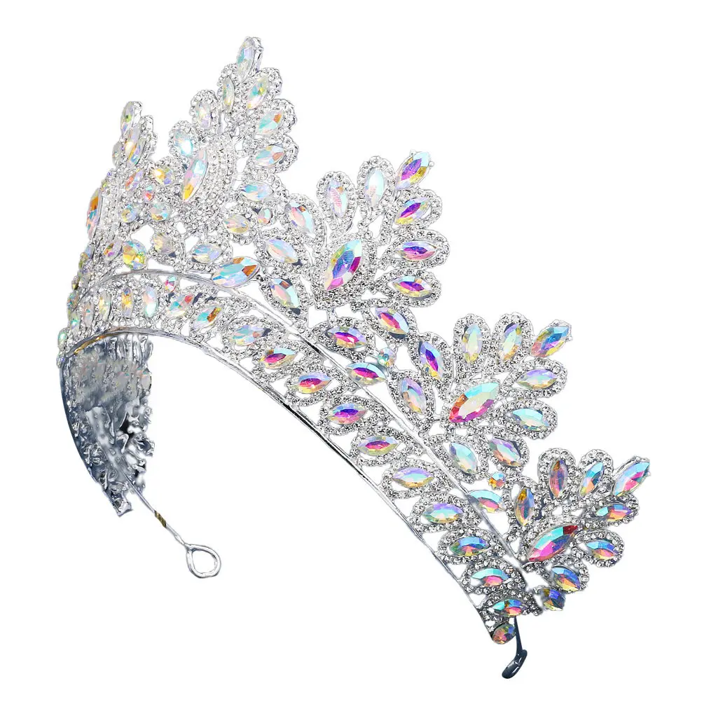 Exquisite Wedding Exaggerated Semi Circle Crown Rhinestone Handmade Bridal Tiara Hair Decor Elegant Alloy Crown for Wedding