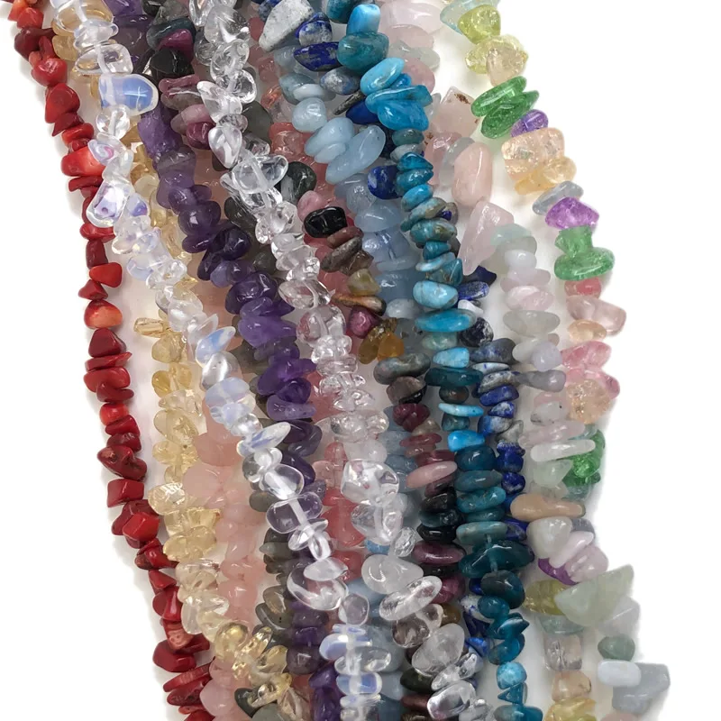 Naturstein-Chip-Perlen, 5–8 mm, unregelmäßiger Kies, Kristallquarz, für die Schmuckherstellung, Freiform-Perlen, DIY-Halskette, Armband, 15'' – Detail 2
