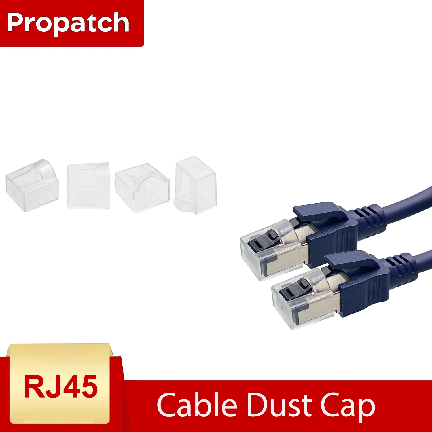 Propatch RJ45 Cable Dust Cap Transparent Plastic Cover for Network Ethernet Connector Protection