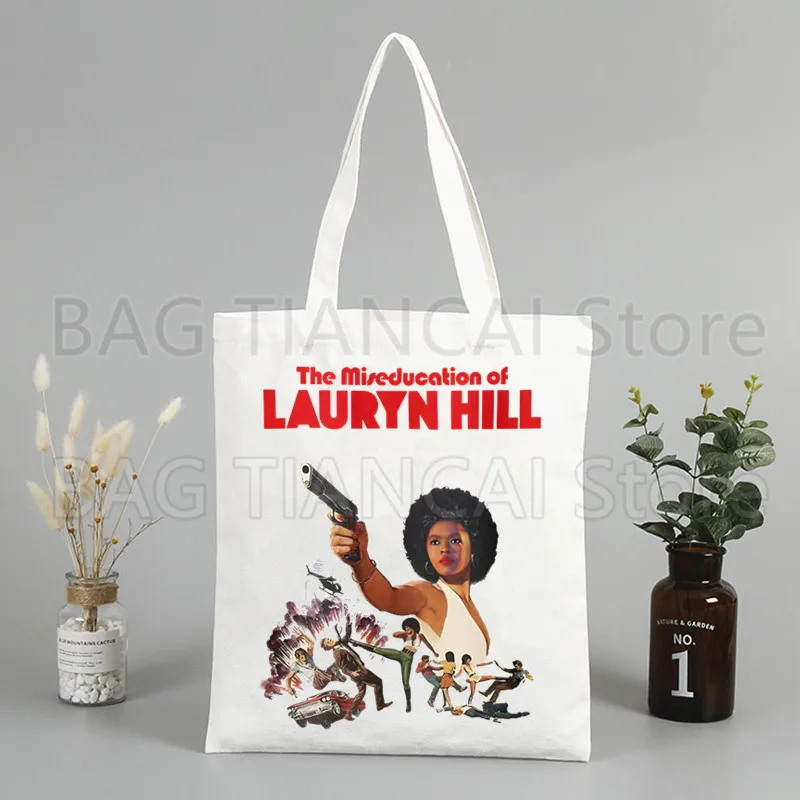 Fugees refuges Lauryn Hill borse per la spesa donna Tote Bag borsa da spiaggia Shopper borse borse borse a tracolla in tela ad alta capacità