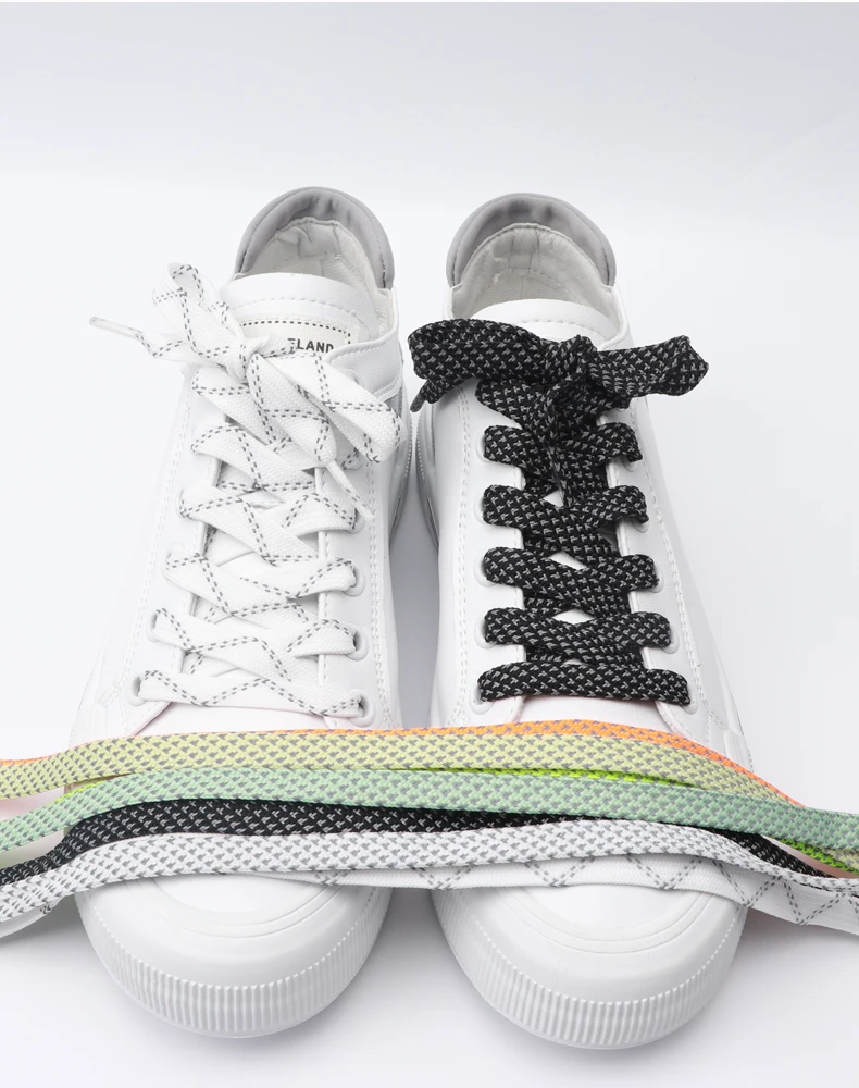 1 Paar Reflektierende Schnürsenkel Flache Schnürsenkel für Sneaker Bunte Reflektierende Schuhbänder Leuchtende Schnürsenkel 100/120/140/160CM Schnüre – Detail 8