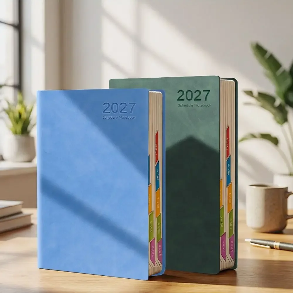 Tragbarer A5 2027 Planer, 365-Tage-Agenda mit monatlichen und wöchentlichen Planungsseiten, effizientes Terminplaner-Notizbuch für Schule, Büro und Arbeit – Detail 4