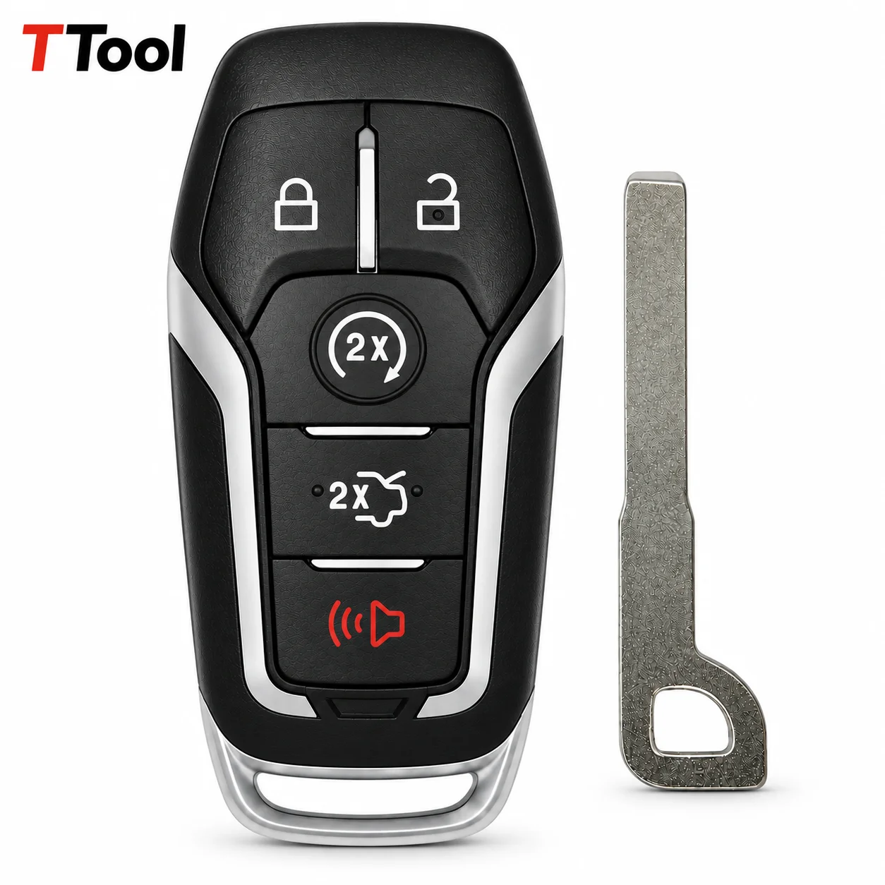M3N-A2C31243300 5 Button Replacement Smart Key Fob Shell for Ford Edge Explorer Fusion Mustang Lincoln MKC MKX MKZ 2013-2018