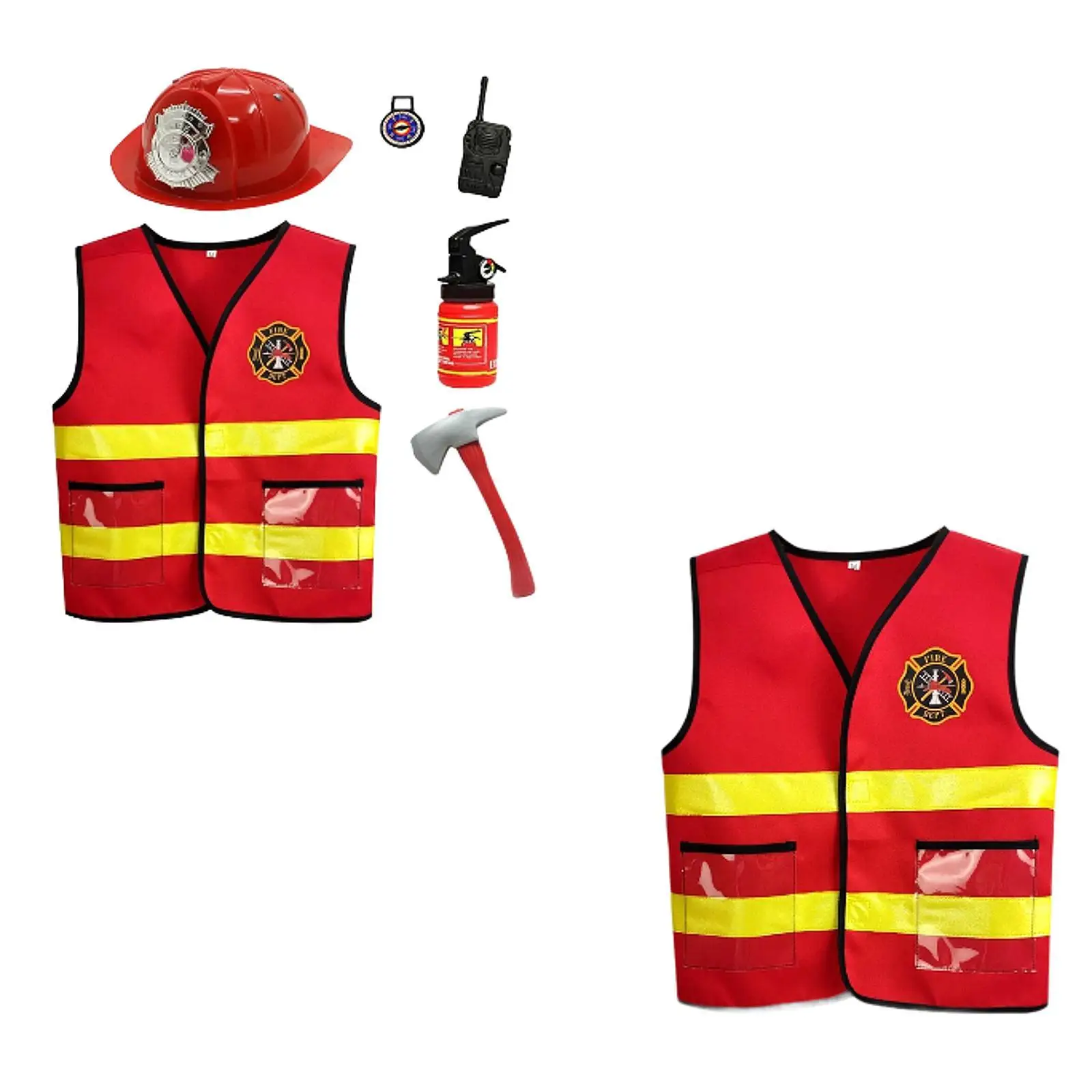 Kids Firefighter Vest Washable Pretend Play Toy Premium Firefighter Accessories