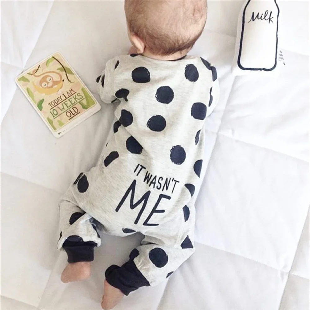 

Newborn Baby Boys Girls Romper Infant Clothes Long Sleeve Letter IT WASN'T ME Jumpsuit Autumn Baby Clothing Toddler Outfits