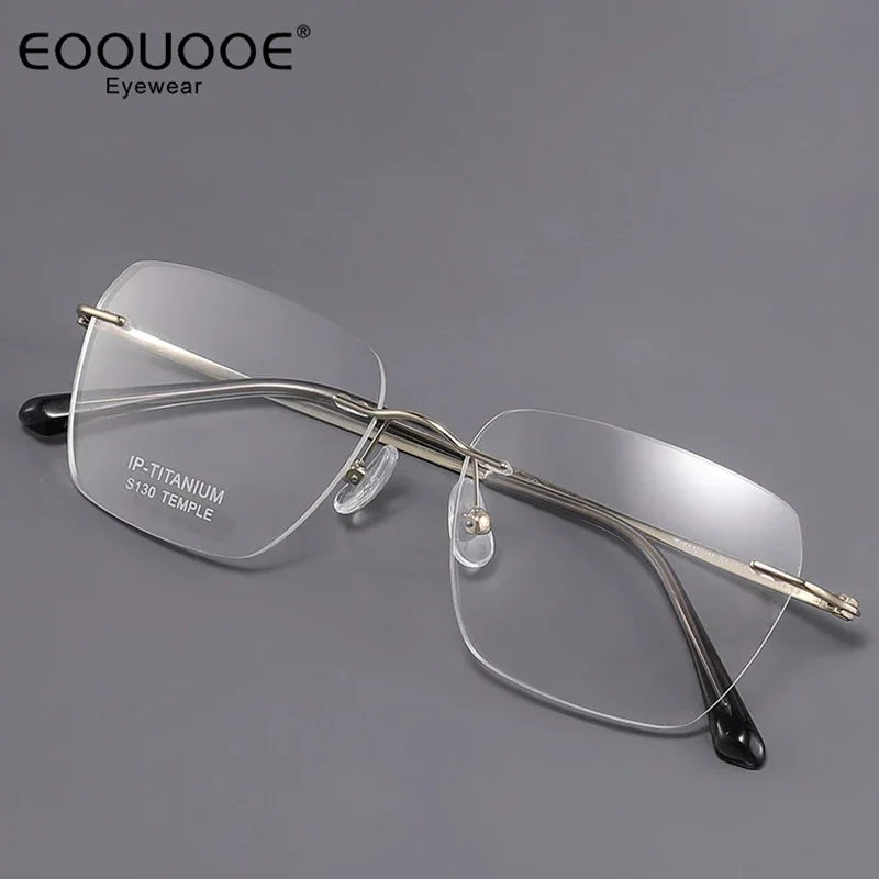 

54mm Titanium Rimless Eyeglasses Men Women Glasses Frame Screwless Myopia Anti-Reflection Optics Prescription Progression Lense