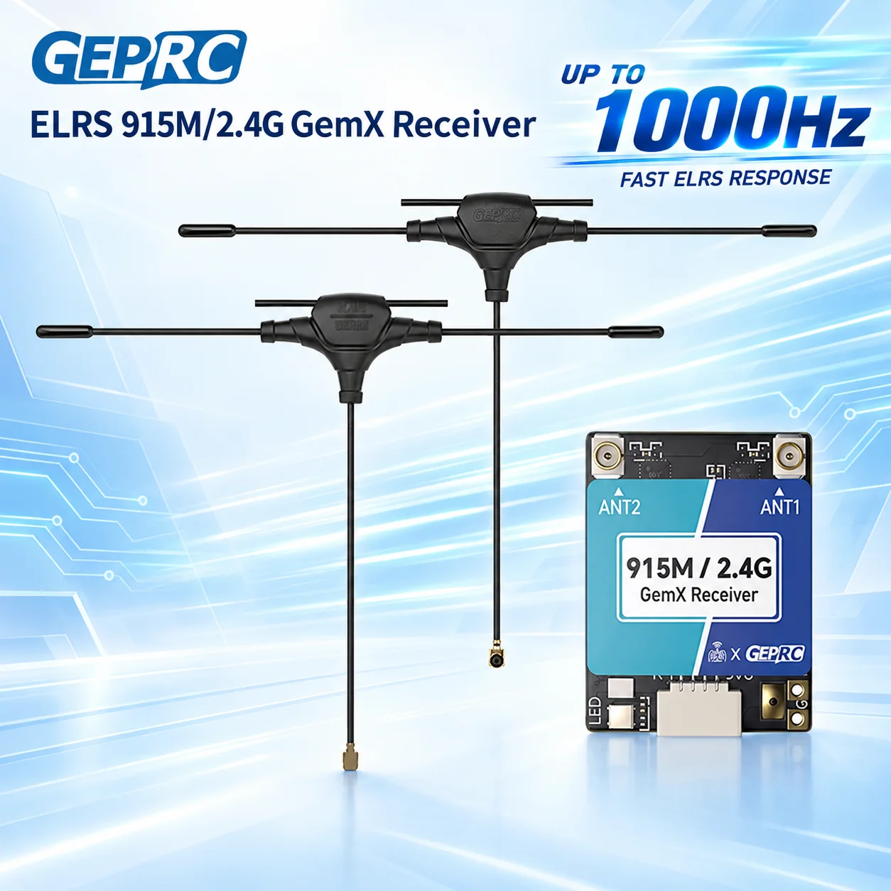 GEPRC Gemini Xrossband Receiver 915M 2.4G Dual Band ELRS Receiver for FPV Drone Dual LR1121 TCXO 100mW Telemetry 5V Up to 1000Hz
