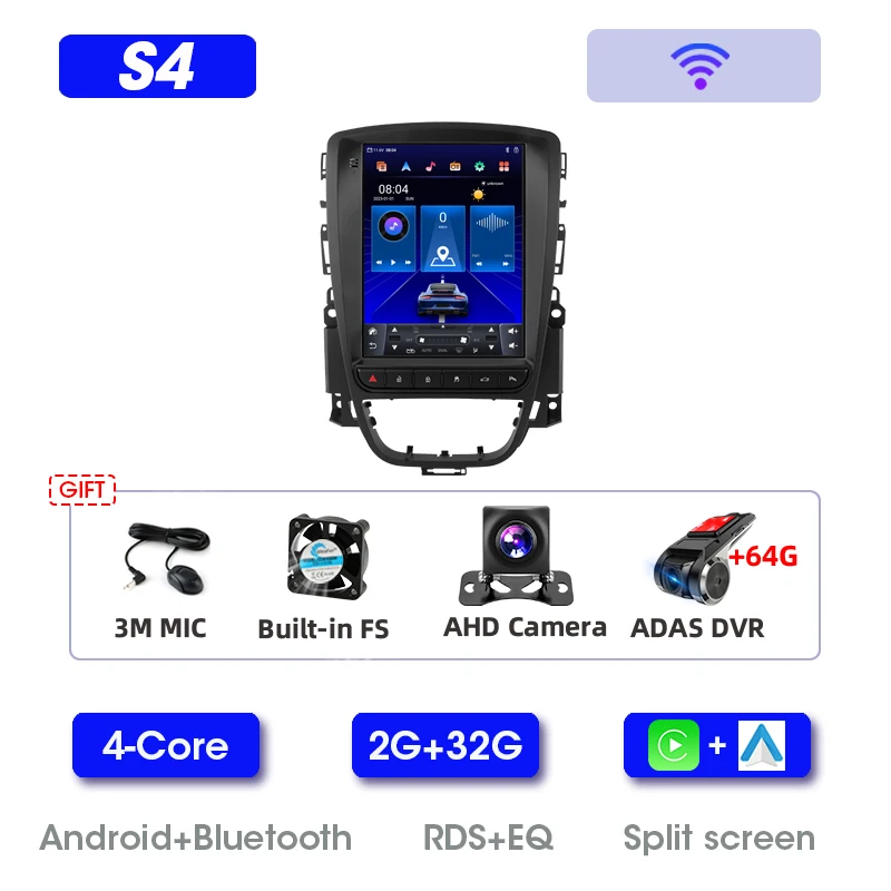 Srnubi 2 Din Android Autoradio Multimedia Video Player Voor Opel Astra J Vauxhall Buick Verano 2009-2015 4G Draadloze Carplay