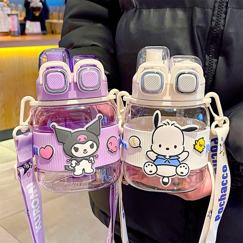 Anime Kawaii Sanrio Kuromi Plastic Cup Large Capacity Portable Straw Cup Sports Bottle Girls Double Drinking Cup Peripherals