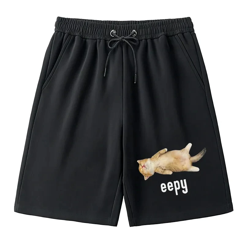 

Silly Sleepy Cat Meme Classic Short Men's and Women's Cotton Summer Clothing Casual Breathable Fashion Shorts Streetwear Unisex