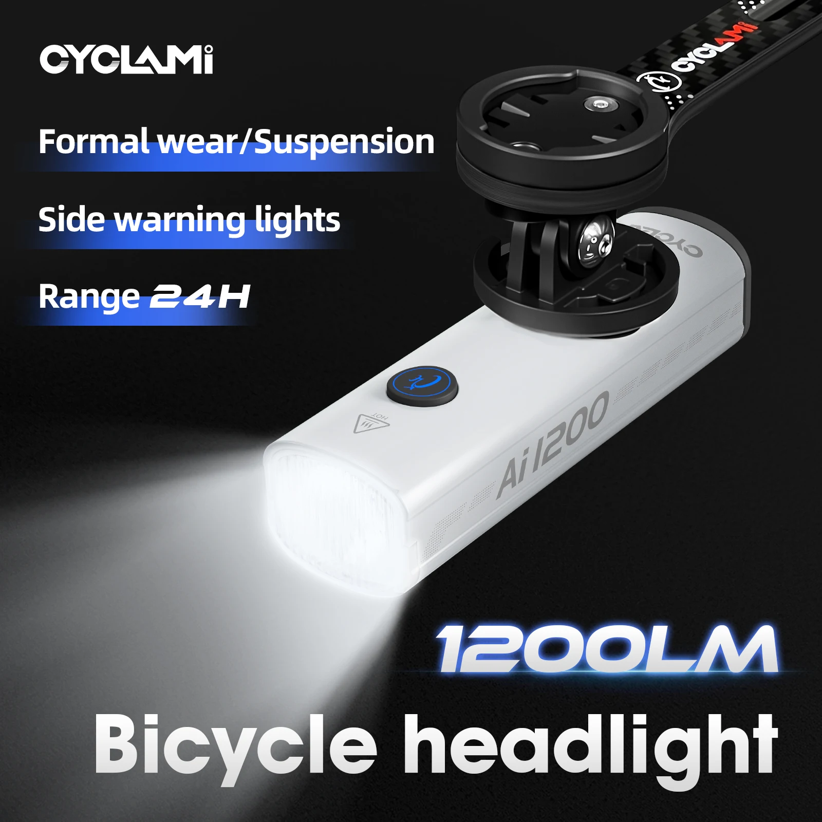 CYCLAMI 1200LM Bicycle Light Bike Light IPX6 Flashlight Aluminum Front Lamp Type-C Charging MTB Road Cycling Headlights