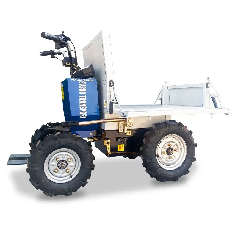 400kg Electric Wheelbarrow, 4-Wheel Battery Dumper Trolley for Garden, Farm & Construction Sites