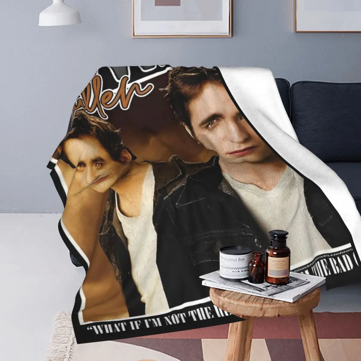 Edward Cullen Retro 90 Twilight Movie Fleece Blanket Robert Pattinson Throw Blankets for Bed Sofa Couch 125*100cm Bedspread