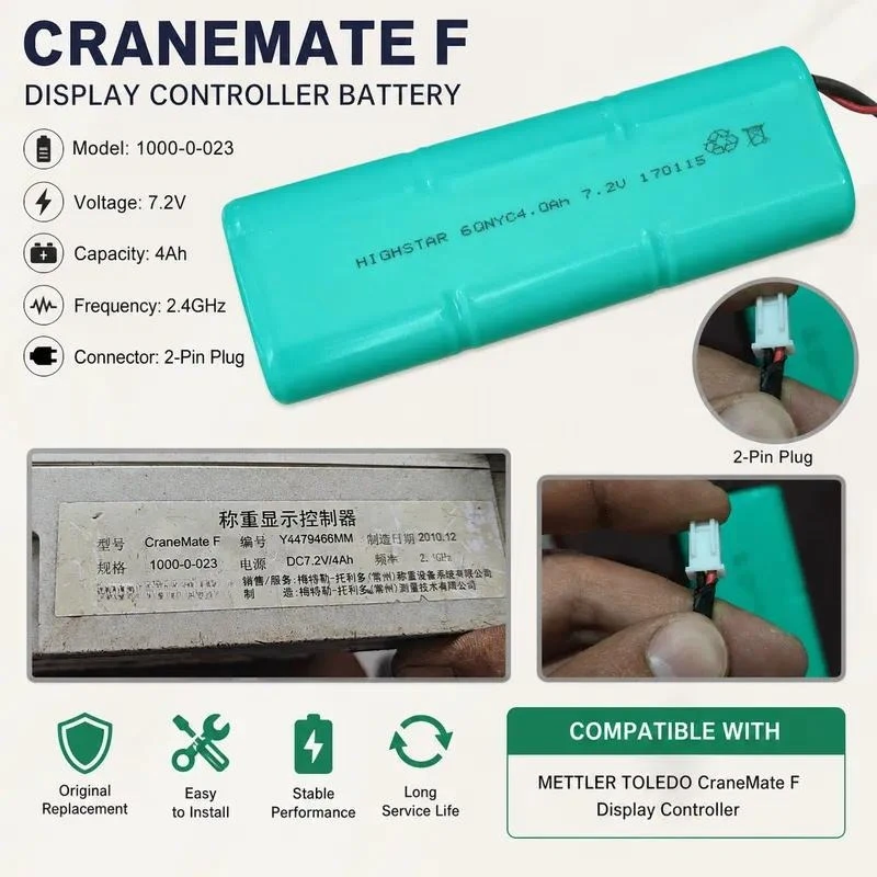 For Mettler Toledo CraneMate F Weighing Display Controller 1000-0-023 with 7.2V Batteries Replacement Part
