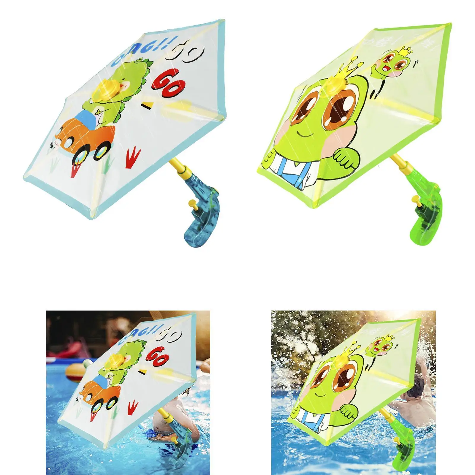 Juguete de pulverización de agua con forma de paraguas, fácil de llenar, paraguas interactivo de dibujos animados, juguete de chorro para actividades en el patio de playa, niños de verano