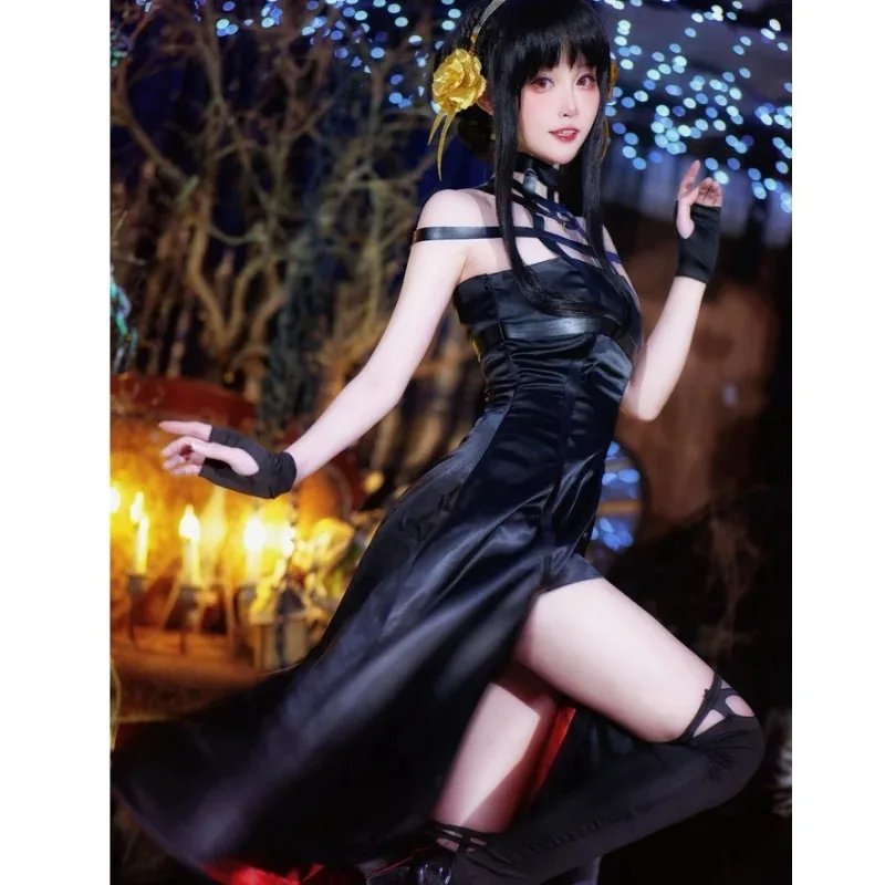 

AIAI 2025Anime Spy Family Yor Forger Cosplay Black Dress Outfit Uniform Costume