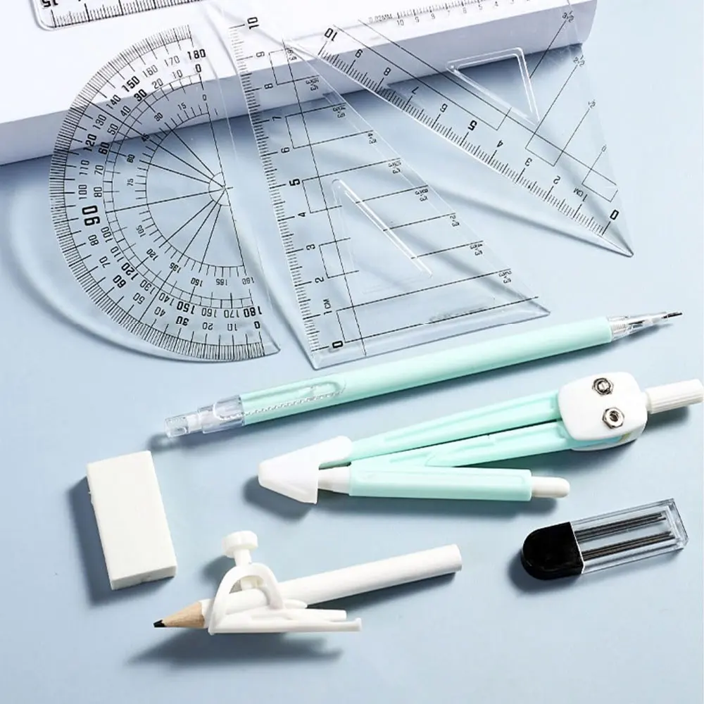 9-piece compass ruler set special drawing drawing tool examination stationery multi-function drawing tool