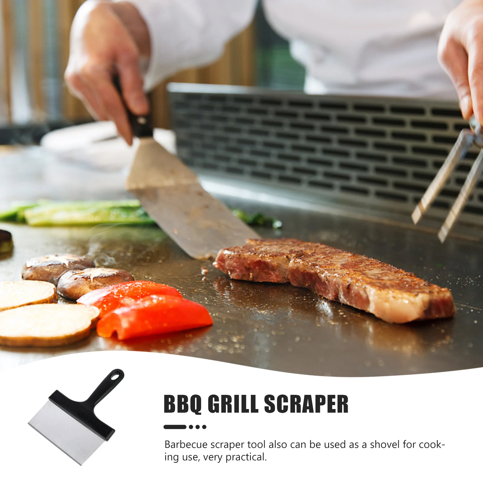 

Bbq Grill Pan Cleaning Scraper Sturdy Stainless Steel Practical Barbecue Scraper for Iron Pan and Camping Grill Cleaner